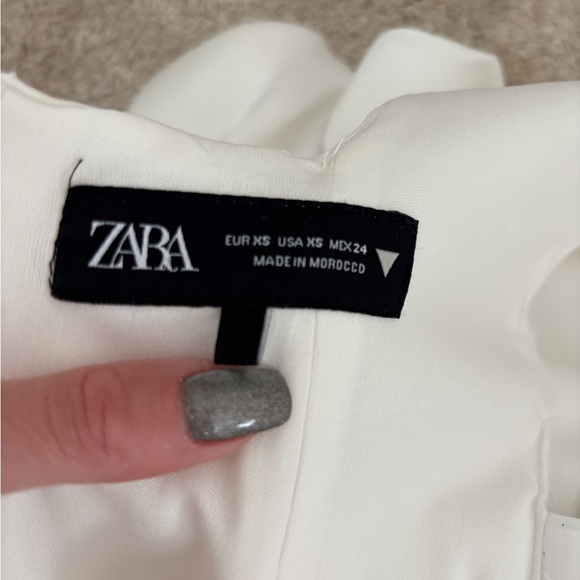 Zara White Mini Dress Jumpsuit with Ruffle Hem - Picture 5 of 6